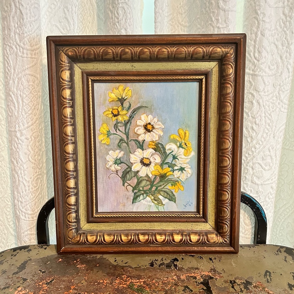 Vintage Original Framed Floral Painting